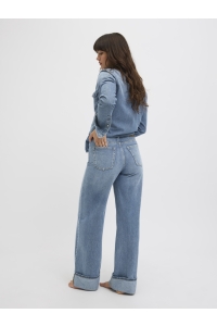 JACK&JONES ORIGINALS JXTOKYO WIDE FOLD HW JEANS R254 DNM: medium blue denim