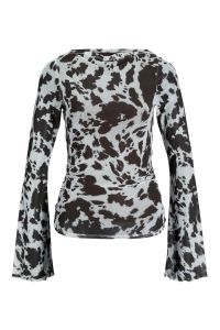 JACK&JONES ORIGINALS JXMINNA MESH LS TOP WVN LN black coffee/cow