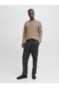 Jack and Jones JPRBLAMILANO STITCH KNIT ZIP POLO S: greige/melange