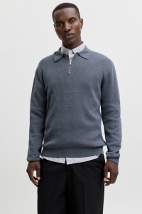 Jack and Jones JPRBLAMILANO STITCH KNIT ZIP POLO S: turbulence/melange