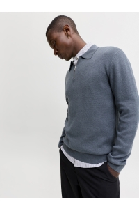 Jack and Jones JPRBLAMILANO STITCH KNIT ZIP POLO S: turbulence/melange