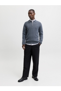 Jack and Jones JPRBLAMILANO STITCH KNIT ZIP POLO S: turbulence/melange