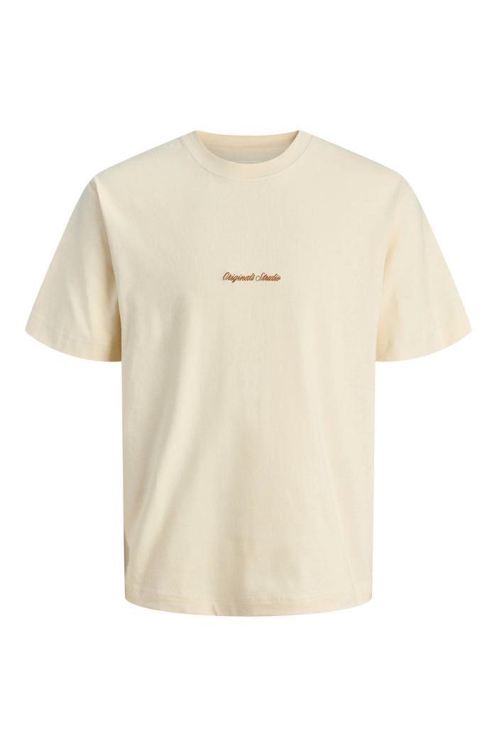 JACK&JONES ORIGINALS JORNORREBRO EMB TEE SS CREW NECK NO: antique white