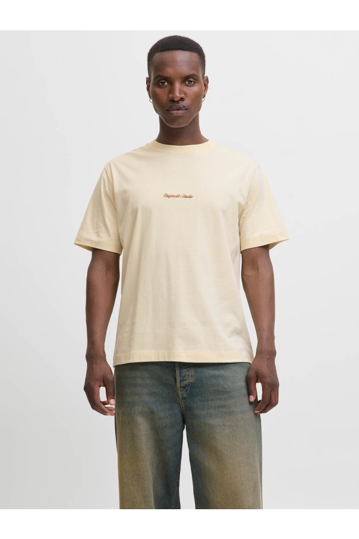 JACK&JONES ORIGINALS JORNORREBRO EMB TEE SS CREW NECK NO: antique white