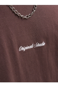 JACK&JONES ORIGINALS JORNORREBRO EMB TEE SS CREW NECK NO: deep mahogany