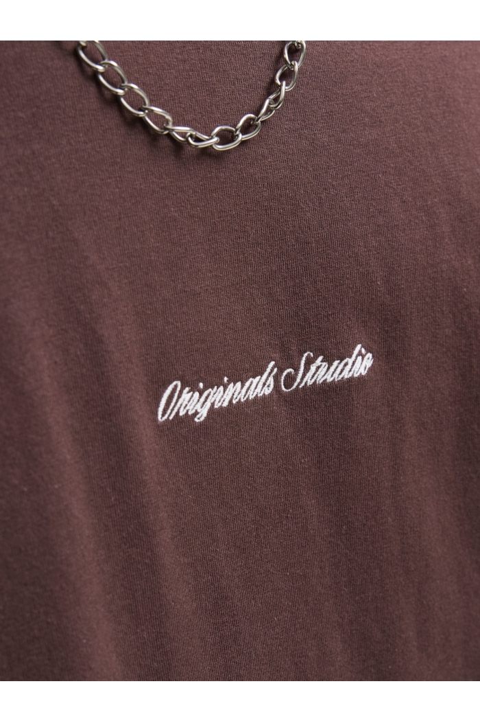 JACK&JONES ORIGINALS JORNORREBRO EMB TEE SS CREW NECK NO: deep mahogany