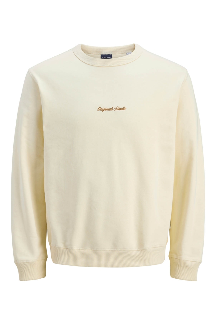 JACK&JONES ORIGINALS JORNORREBRO EMB SWEAT CREW NOOS antique white