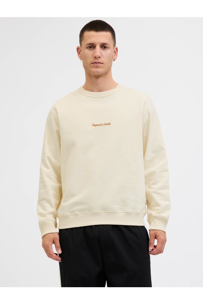 JACK&JONES ORIGINALS JORNORREBRO EMB SWEAT CREW NOOS antique white