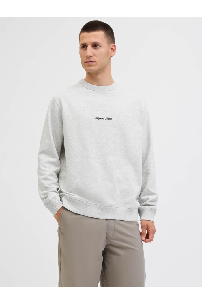 JACK&JONES ORIGINALS JORNORREBRO EMB SWEAT CREW NOOS white melange