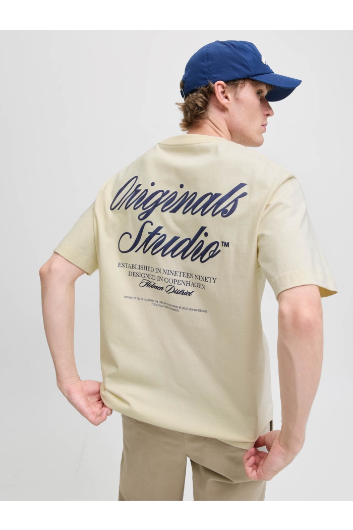 JACK&JONES ORIGINALS JORNORREBRO TYPO TEE SS CREW NECK N: antique white