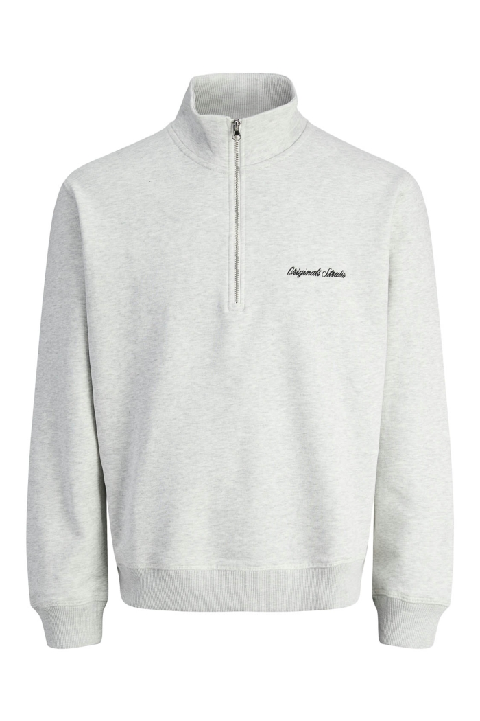 JACK&JONES ORIGINALS JORNORREBRO EMB SWEAT HIGH NECK SN white melange