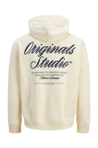 JACK&JONES ORIGINALS JORNORREBRO TYPO BACK SWEAT HOOD SN antique white