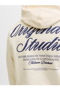 JACK&JONES ORIGINALS JORNORREBRO TYPO BACK SWEAT HOOD SN antique white