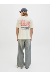 JACK&JONES ORIGINALS JORYORK BACK TEE SS CREW NECK antique white