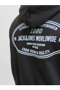 JACK&JONES ORIGINALS JORYORK GRAPHIC SWEAT HOOD black