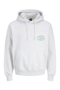 JACK&JONES ORIGINALS JORYORK GRAPHIC SWEAT HOOD bright white/melange
