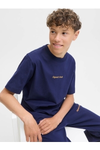 jack en jones boys JORNORREBRO EMB TEE SS CN NOOS JNR ocean cavern