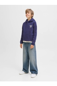 jack en jones boys JORNORREBRO TYPO BACK SWEAT HOOD SN: ocean cavern