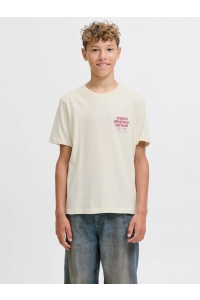 jack en jones boys JORMEADOWS TYPO TEE SS CREW NECK JN: antique white