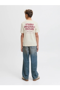 jack en jones boys JORMEADOWS TYPO TEE SS CREW NECK JN: antique white