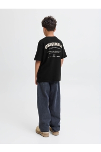jack en jones boys JORMEADOWS TYPO TEE SS CREW NECK JN: black