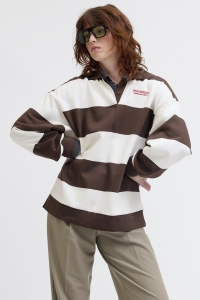 JACK&JONES ORIGINALS JXPALOMA LOOSE LS STRIPE POLO SWT bracken/vanilla ice