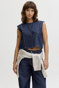 JACK&JONES ORIGINALS JXMAE WAISTCOAT R295 DNM dark blue denim