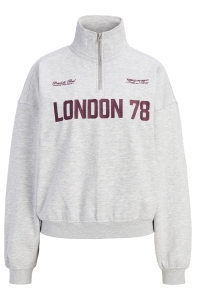 Jack and Jones JXJANKA LS HALF ZIP SWEAT SWT light grey melange/london 78