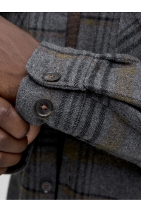 JACK%JONES PREMIUM JPRRAYLE MELANGE CHECK L/S OVERSHIR: dark grey