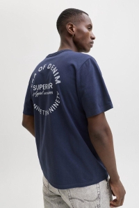 JJEDOVER GRAPHIC TEE SS CREW NECK S: navy blazer/01