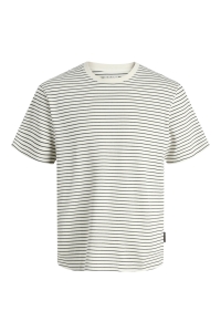 JJEDOVER STRIPED TEE SS CREW NECK S: antique white
