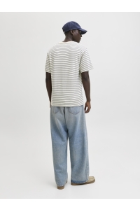 JJEDOVER STRIPED TEE SS CREW NECK S: antique white