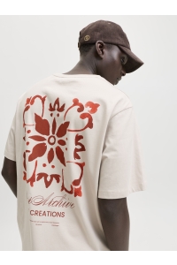 Jack and Jones JJART PRINT TEE SS CREW NECK moonbeam