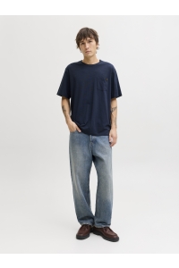 JJEDOVER SLUB TEE SS NOOS navy blazer