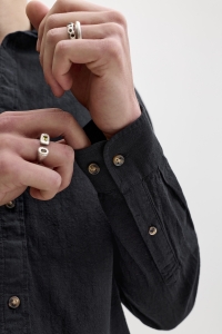 JJESUMMER LINEN BLEND SHIRT L/S SN black
