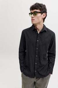 JJESUMMER LINEN BLEND SHIRT L/S SN black