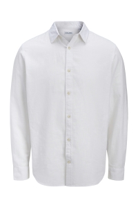 JJESUMMER LINEN BLEND SHIRT L/S SN white
