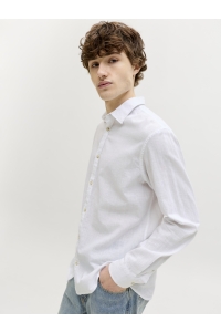 JJESUMMER LINEN BLEND SHIRT L/S SN white