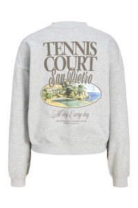 JACK&JONES ORIGINALS JXGIA LOOSE LS PRINT CREW SWT light grey melange/tennis court