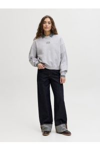 JACK&JONES ORIGINALS JXGIA LOOSE LS PRINT CREW SWT light grey melange/tennis court