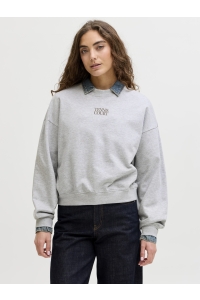 JACK&JONES ORIGINALS JXGIA LOOSE LS PRINT CREW SWT light grey melange/tennis court