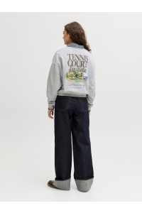 JACK&JONES ORIGINALS JXGIA LOOSE LS PRINT CREW SWT light grey melange/tennis court