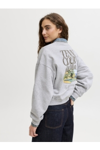 JACK&JONES ORIGINALS JXGIA LOOSE LS PRINT CREW SWT light grey melange/tennis court