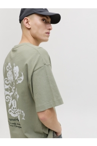 Jack and Jones JORMONTAUK BACK GRAPHIC TEE SSCN EA: seagrass