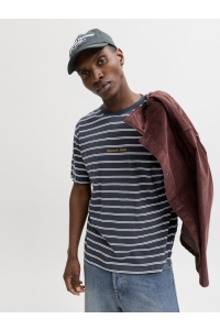 Jack and Jones JORNORREBRO STRIPE TEE SS CN LN sky captain