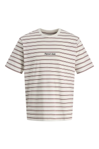 Jack and Jones JORNORREBRO STRIPE TEE SS CN LN cabernet