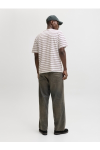 Jack and Jones JORNORREBRO STRIPE TEE SS CN LN cabernet