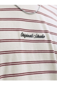 Jack and Jones JORNORREBRO STRIPE TEE SS CN LN cabernet