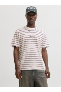 Jack and Jones JORNORREBRO STRIPE TEE SS CN LN cabernet