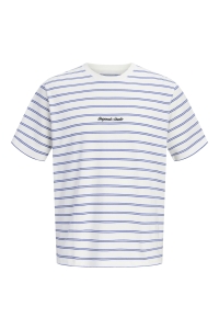 Jack and Jones JORNORREBRO STRIPE TEE SS CN LN cloud dancer